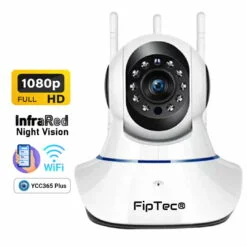 Изображението на WiFi Camera FipTec LV07-Pro включва графични елементи, които демонстрират основните й характеристики.