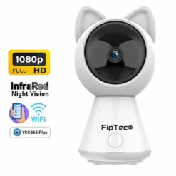 WiFi Camera FipTec LV12 Коте е показана с графични елементи, които илюстрират основните характеристики на продукта.